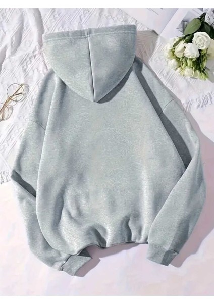 Uçak Baskılı Kapüşonlu Cepli Pamuklu Gri Sweatshirt fiyatları