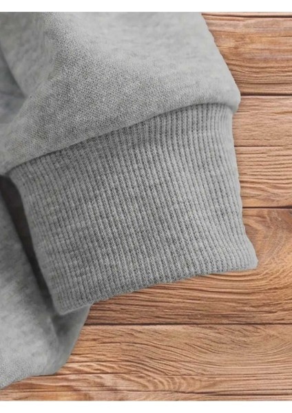 Gooroe Geoaeg Baskılı Kapüşonlu Cepli Içi Yünlü Gri Sweatshirt fırsatları