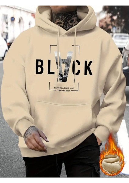 Black Baskılı Oversize 2 Iplik Şardonlu Sweatshirt