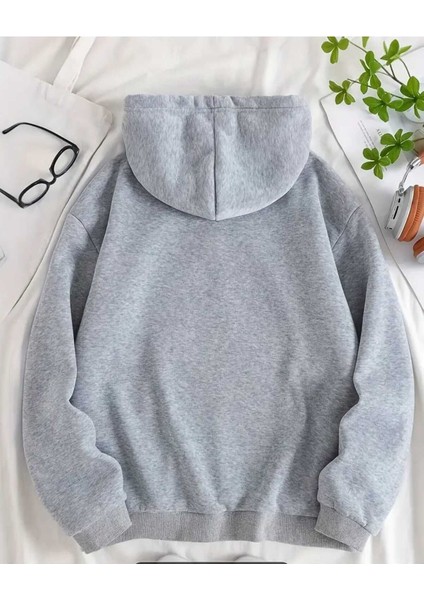 Order Control Baskılı Kapüşonlu Cepli Pamuklu Gri Sweatshirt fiyatları