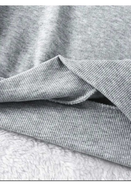 Slay All Day Baskılı Kapüşonlu Cepli Içi Yünlü Gri Sweatshirt indirimleri