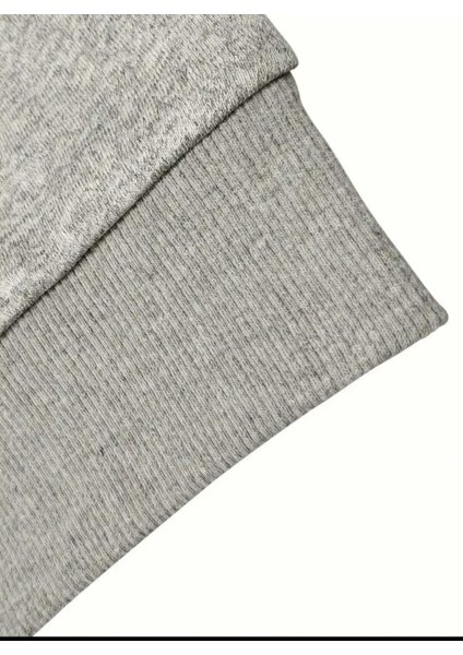 Sonbahar Yaprakları Baskılı Bisiklet Yaka Gri Sweatshirt modelleri