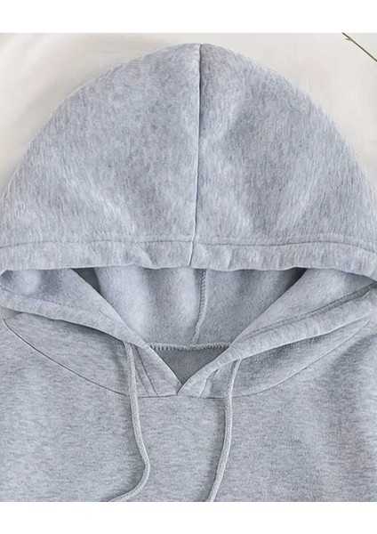 Maracuja Baskılı Kapüşonlu Cepli Içi Yünlü Gri Sweatshirt modelleri