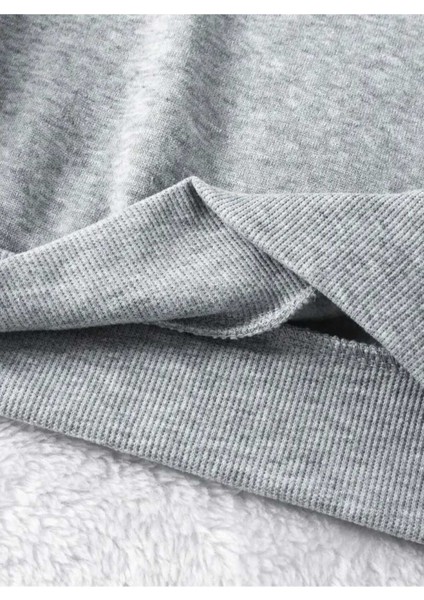 Güneş Ay Gezegen Baskılı Kapüşonlu Cepli Pamuklu Gri Sweatshirt indirimleri