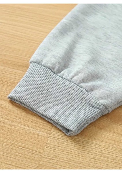 Yarım Yüz Leopar Baskılı Bisiklet Yaka Gri Sweatshirt fırsatları