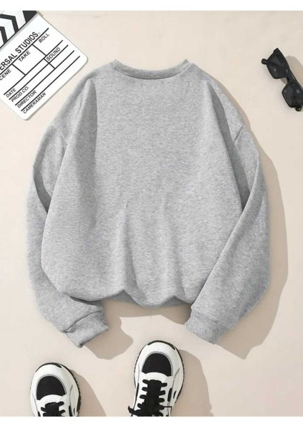 Throat Punch Baskılı Bisiklet Yaka Gri Sweatshirt fiyatları