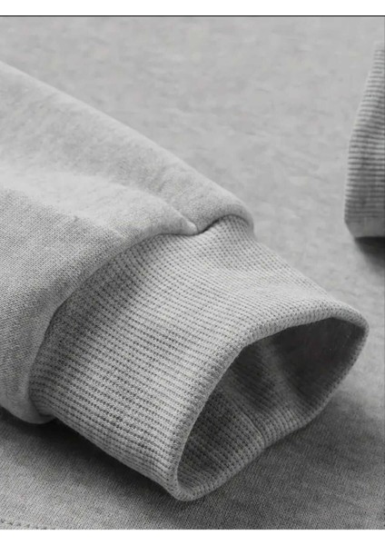 Dört Ağaç Baskılı Kapüşonlu Cepli Içi Yünlü Gri Sweatshirt fırsatları