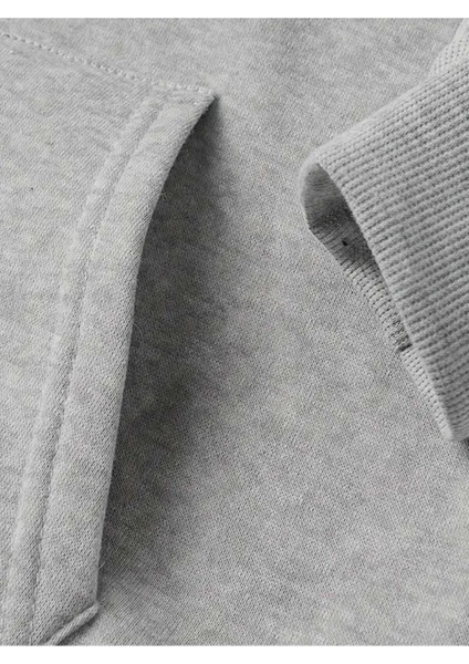 Dört Ağaç Baskılı Kapüşonlu Cepli Içi Yünlü Gri Sweatshirt indirimleri