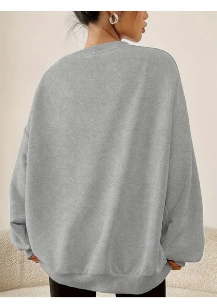 Karahindiba Baskılı Bisiklet Yaka Gri Sweatshirt fiyatları
