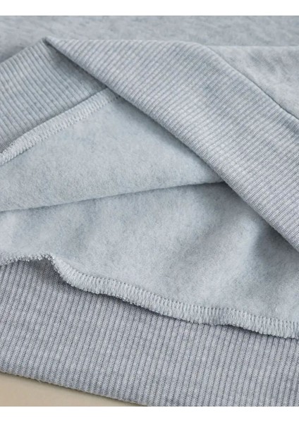 Sevimli Ayı Baskılı Bisiklet Yaka Gri Sweatshirt modelleri