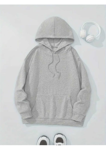 Horror Princess Arka Baskılı Kapüşonlu Cepli Pamuklu Gri Sweatshirt fiyatları