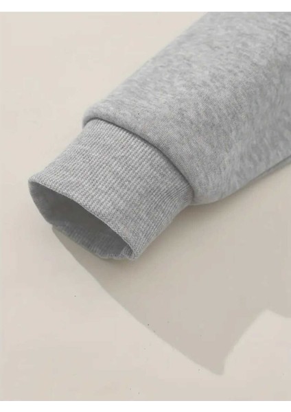 Horror Princess Arka Baskılı Kapüşonlu Cepli Pamuklu Gri Sweatshirt modelleri