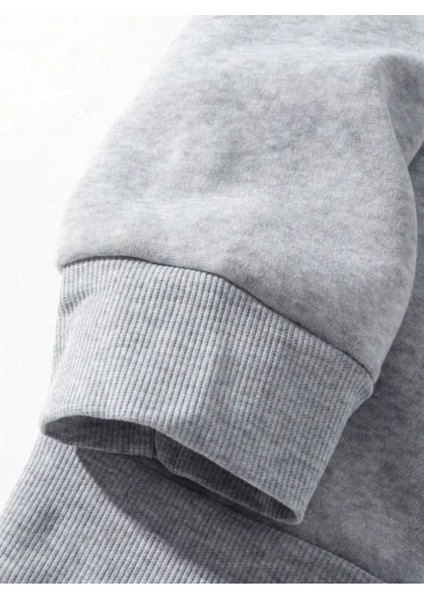 Stitch Baskılı Bisiklet Yaka Gri Sweatshirt modelleri