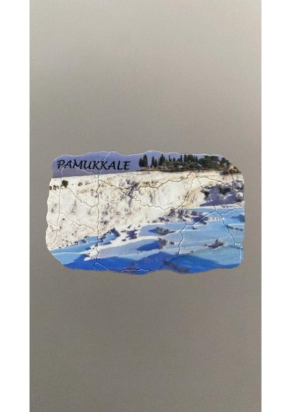 Pamukkale Temalı Polyester Magnet Eskitme Magnet Buzdolabı Süsü 9cm x 5,5cm Çok Renkli