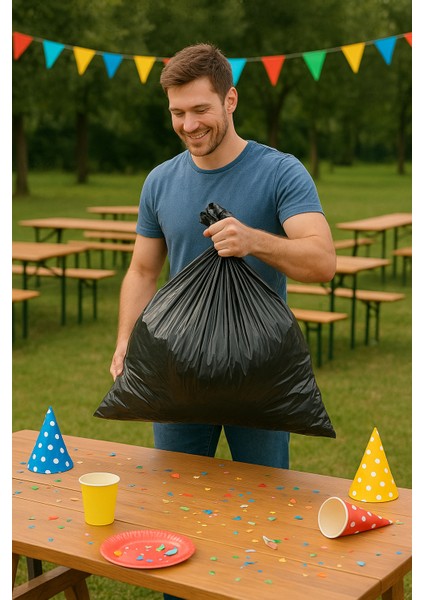 Çöp Torbası- 5'li Paket- 10'lu Jumbo Boy- 80X110 cm - J400- 90LT. Siyah Kalın Çöp Poşeti fiyatları