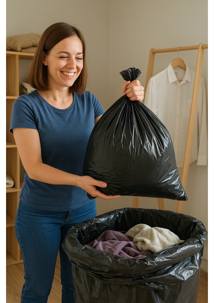 Çöp Torbası- 5'li Paket- 10'lu Jumbo Boy- 80X110 cm - J400- 90LT. Siyah Kalın Çöp Poşeti modelleri