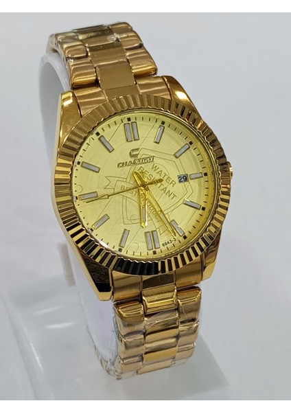 Çelik Kordonlu, Takvim Göstergeli, Altın Sarısı,su Geçirmez, 2 Yıl Garantili Kol Saati