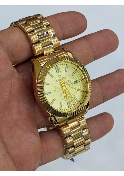 Çelik Kordonlu, Takvim Göstergeli, Altın Sarısı,su Geçirmez, 2 Yıl Garantili Kol Saati fiyatları