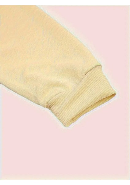 Sonbahar Yaprakları Baskılı Bisiklet Yaka Bej Sweatshirt modelleri