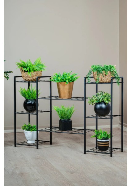 Çok Katlı 3 Bölmeli Metal Saksılık | Modern Tel Gövdeli Bitki ve Çiçek Standı fiyatları