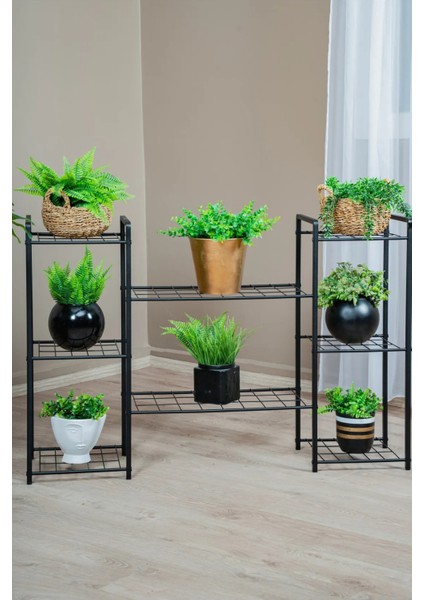 Çok Katlı 3 Bölmeli Metal Saksılık | Modern Tel Gövdeli Bitki ve Çiçek Standı modelleri