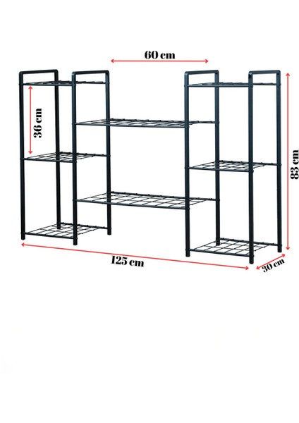 Çok Katlı 3 Bölmeli Metal Saksılık | Modern Tel Gövdeli Bitki ve Çiçek Standı