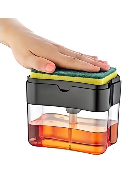 Siyah Pompalı Mutfak Deterjanlığı, Süngerli Sıvı Bulaşık Temizliği