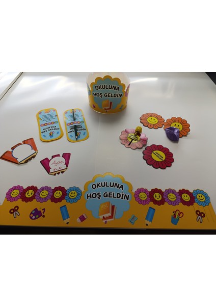 Okuluna / Sınıfına Hoş Geldin Öğrenci Tacı ve Hediye Kartı Seti(5 Parça) 12'li 03