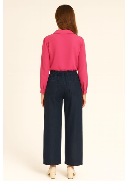 Denim Mavisi Yumuşak Kumaş Plazzo Pantolon modelleri