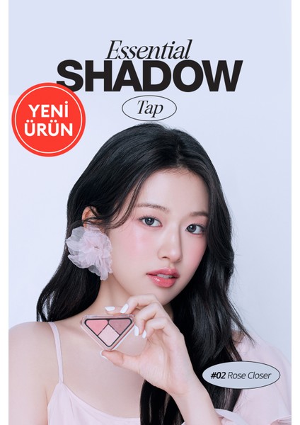3 Renk Içeren, Mat ve Işıltılı Bitişli Mini Far Paleti Clıo Essential Shadow Tap (02 Rose Closer)