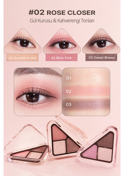 3 Renk Içeren, Mat ve Işıltılı Bitişli Mini Far Paleti Clıo Essential Shadow Tap (02 Rose Closer) fiyatları