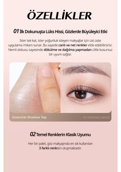 3 Renk Içeren, Mat ve Işıltılı Bitişli Mini Far Paleti Clıo Essential Shadow Tap (02 Rose Closer) fırsatları