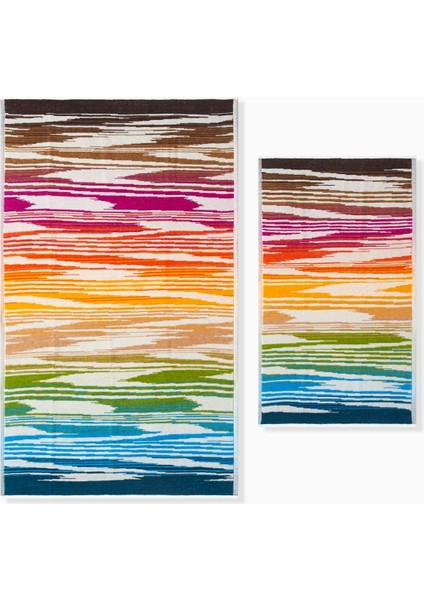 Fiammetta Havlular 2’li Set, Soyut Zikzak Desenli, Modern & Yumuşak, Lüks Pamuk