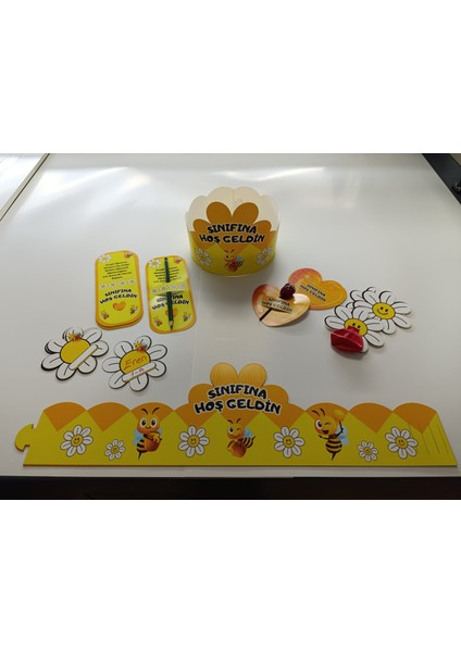 Okuluna / Sınıfına Hoş Geldin Öğrenci Tacı ve Hediye Kartı Seti (5 Parça) 8'li 01