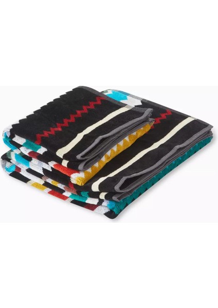 Curt 2 Parçalı Pamuklu Havlu Seti, Zikzak Desenli & Jakarlı, Yumuşak Doku