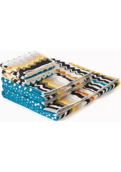 Banyo Havlusu 5’li Set, Pamuklu & Zikzak Desenli, Lüks & Yumuşak