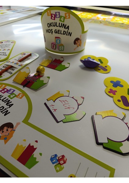 Okuluna / Sınıfına Hoş Geldin Öğrenci Tacı ve Hediye Kartı Seti(5 Parça) 12'li 05 modelleri