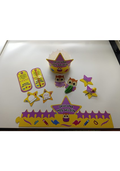 Okuluna / Sınıfına Hoş Geldin Öğrenci Tacı ve Hediye Kartı Seti(5 Parça) 8'li 02