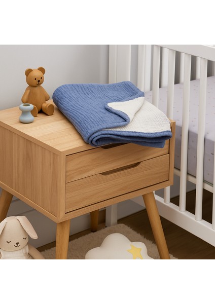 %100 Pamuk Müslin Bebek Battaniyesi İndigo Renk 100X120 cm – Yumuşak ve Nefes Alabilir fiyatları
