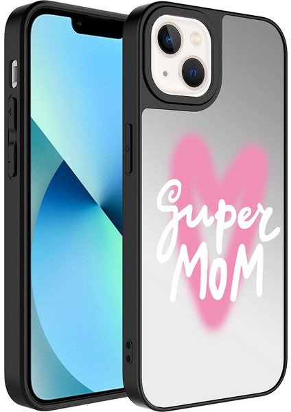 iPhone 13 Uyumlu Aynalı Desenli Kamera Korumalı Parlak Zıvo Mirror Kapak-Süper Anne