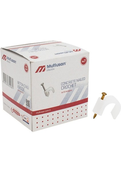 7 Numara Beton Kroşe, 100’LÜ Paket, Beyaz, Güçlü ve Dayanıklı Çivili Set