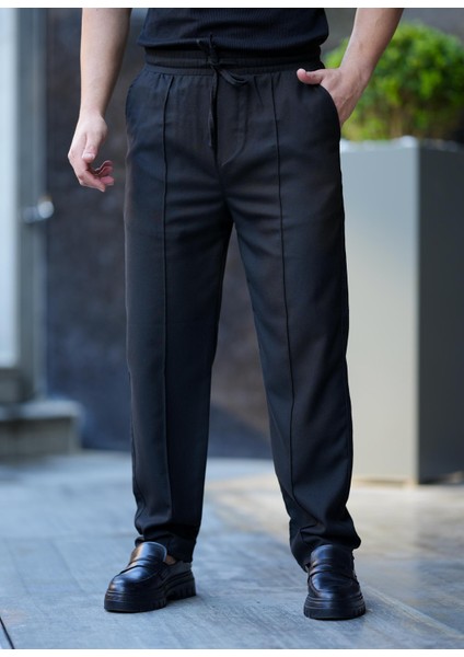 Erkek Slim Fit Dikiş Detaylı Lastikli Bel Pantolon