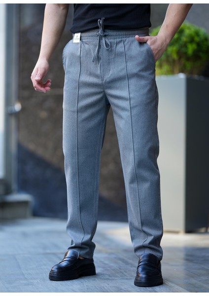 Erkek Slim Fit Dikiş Detaylı Lastikli Bel Pantolon fiyatları