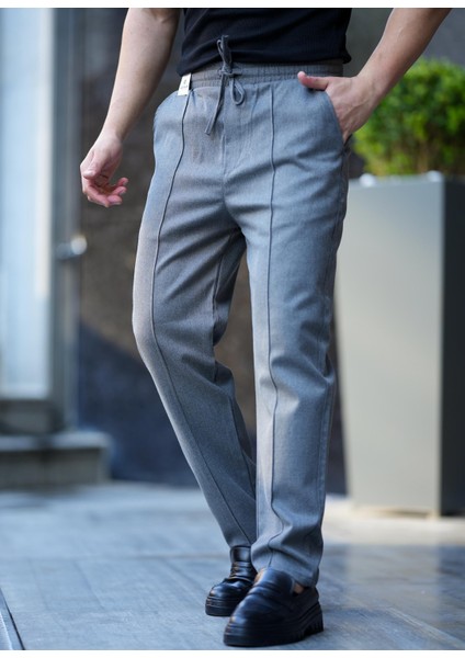 Erkek Slim Fit Dikiş Detaylı Lastikli Bel Pantolon fırsatları