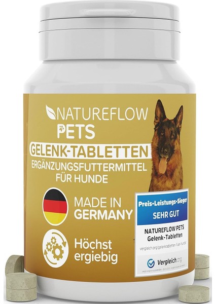 Köpekler Eklemhareket Destek Tableti – Yeşil Midye, Msm, Glukozamin, Şeytan Pençesi – 100 Tablet – Almanya Üretimi