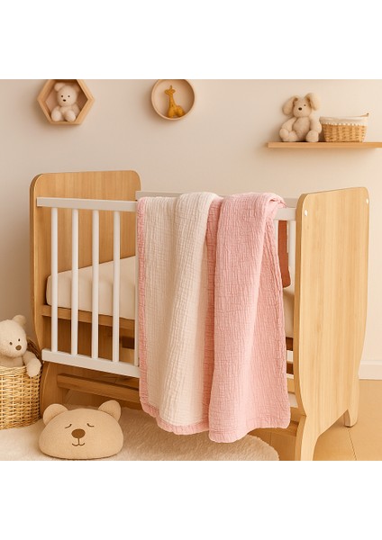 %100 Pamuk Müslin Bebek Battaniyesi Pudra Pembe Renk 100X120 cm – Yumuşak ve Nefes Alabilir indirimleri