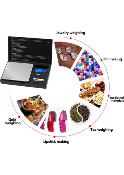 Yüksek Hassasiyetli Dijital Terazi 500G Kapasiteli Kapaklı Kullanım Kolay modelleri