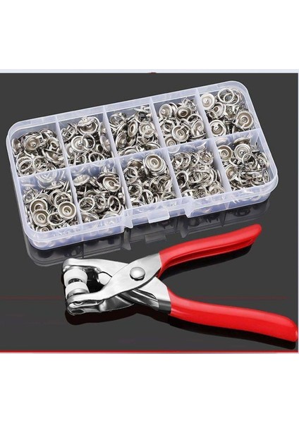 9.5 mm Çıt Çıt Takma Makinesi ve 100 Adet Takım Seti, Saklama Kutusuyle Kolay Kullanım