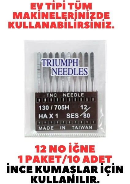 Uyumlu Dikiş Makinesi Iğnesi, 12-14-16 Numara, 30 Adet, 3 Paket modelleri