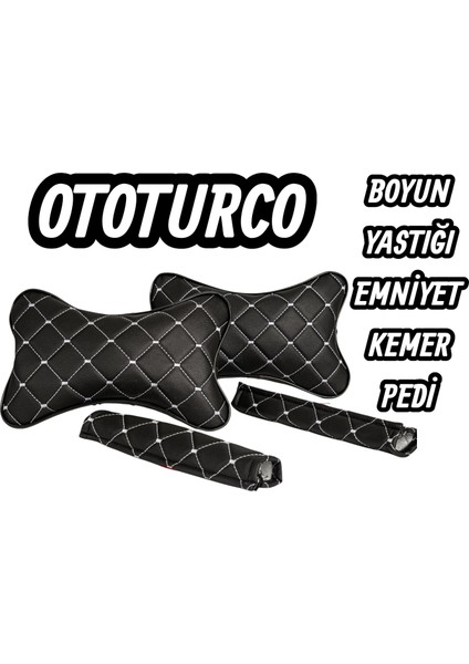 Her Araca Uyumlu Ototurco Yastık Boyunluk 2ADET+2 Adet Emniyet Kemer Pedi(4parça Set) fiyatları